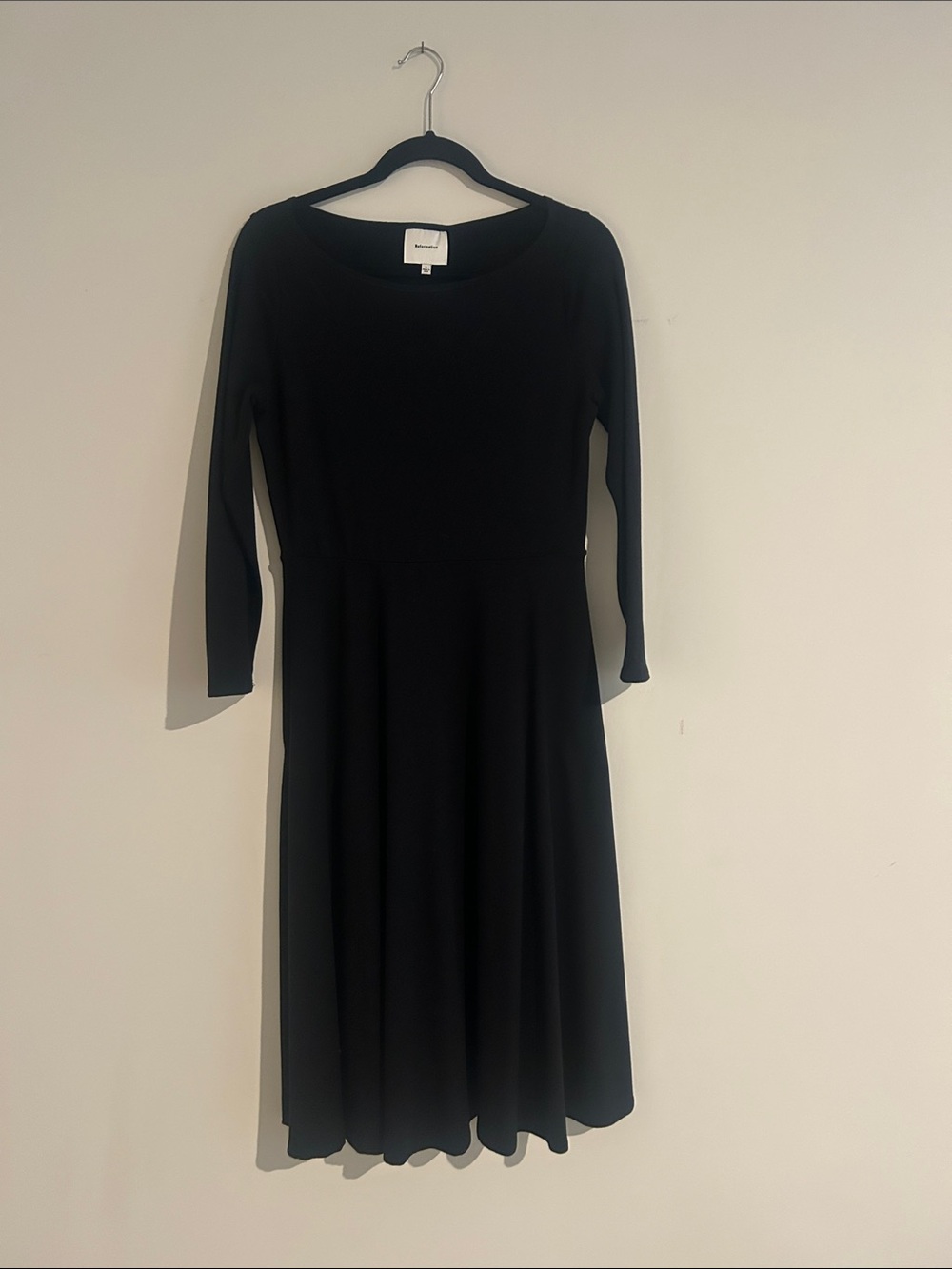 Reformation Black Long-Sleeve Midi Dress